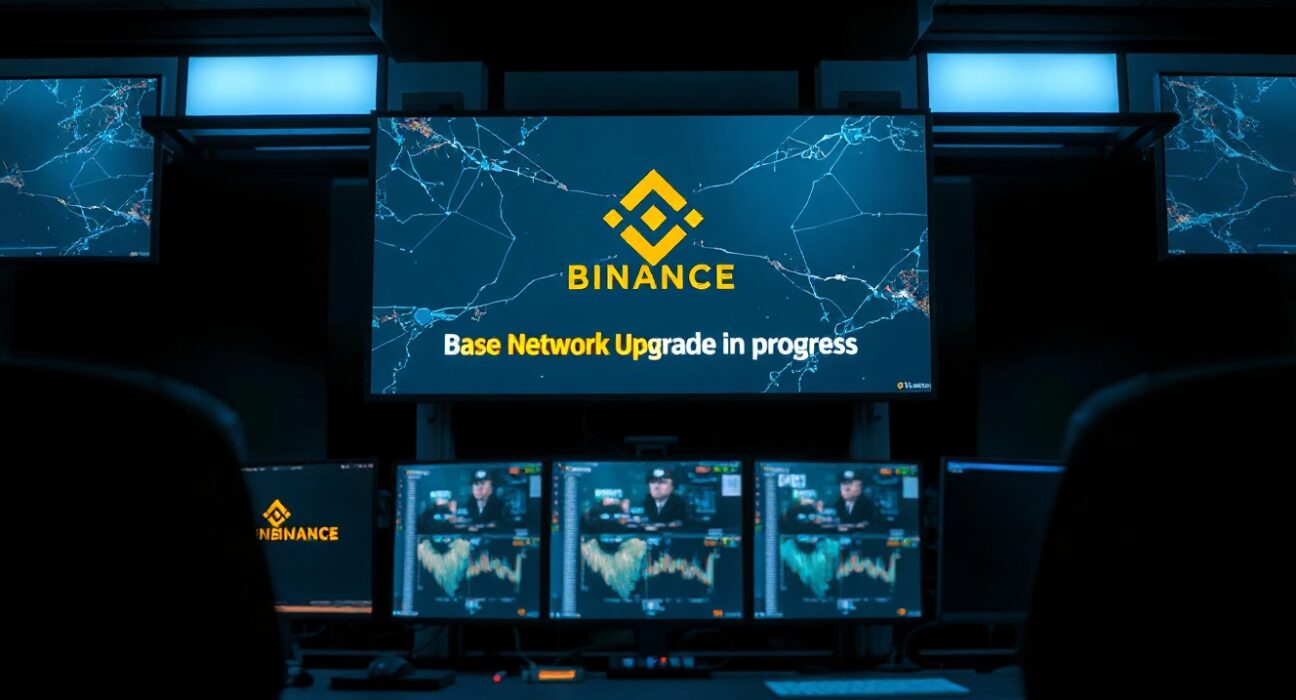 Binance exchange control room monitoring Base network upgrade progress