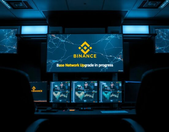 Binance exchange control room monitoring Base network upgrade progress