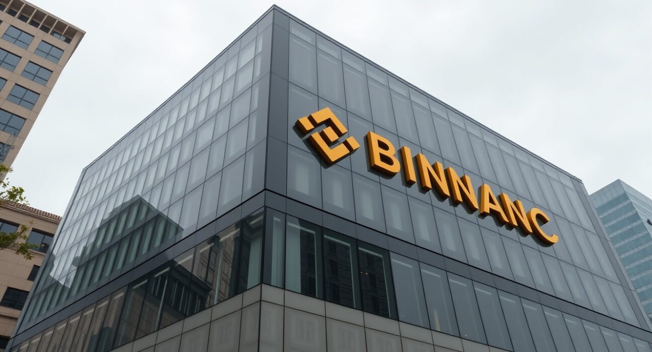 Binance headquarters building under overcast sky, illustrating regulatory challenges in Europe