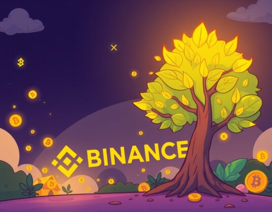 A vibrant cartoon illustration symbolizing the growth and opportunity of the new Treehouse (TREE) listing as part of the Binance HODLer Airdrop program.