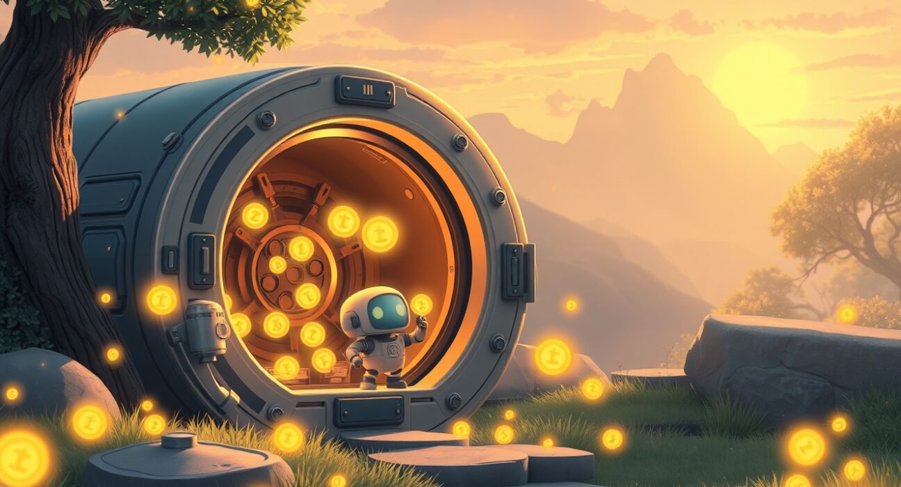 Illustration of Binance performing secure TRX wallet maintenance to protect user assets.