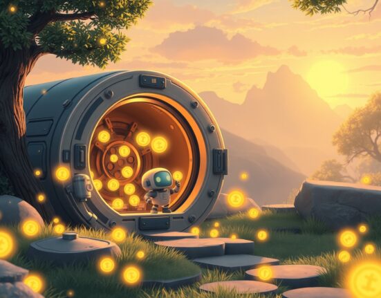 Illustration of Binance performing secure TRX wallet maintenance to protect user assets.