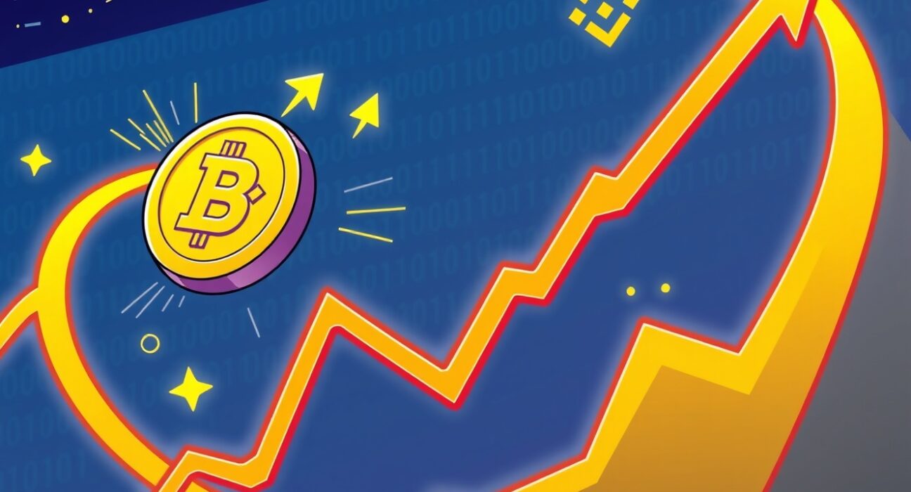 A cartoon illustration showing digital charts and the UB perpetual futures symbol, representing new trading opportunities on Binance.