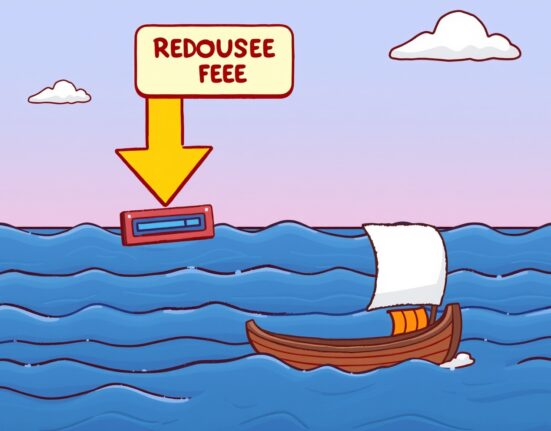 A cartoon illustration depicting Binance.US fee cuts impacting low trading volume on a crypto exchange.