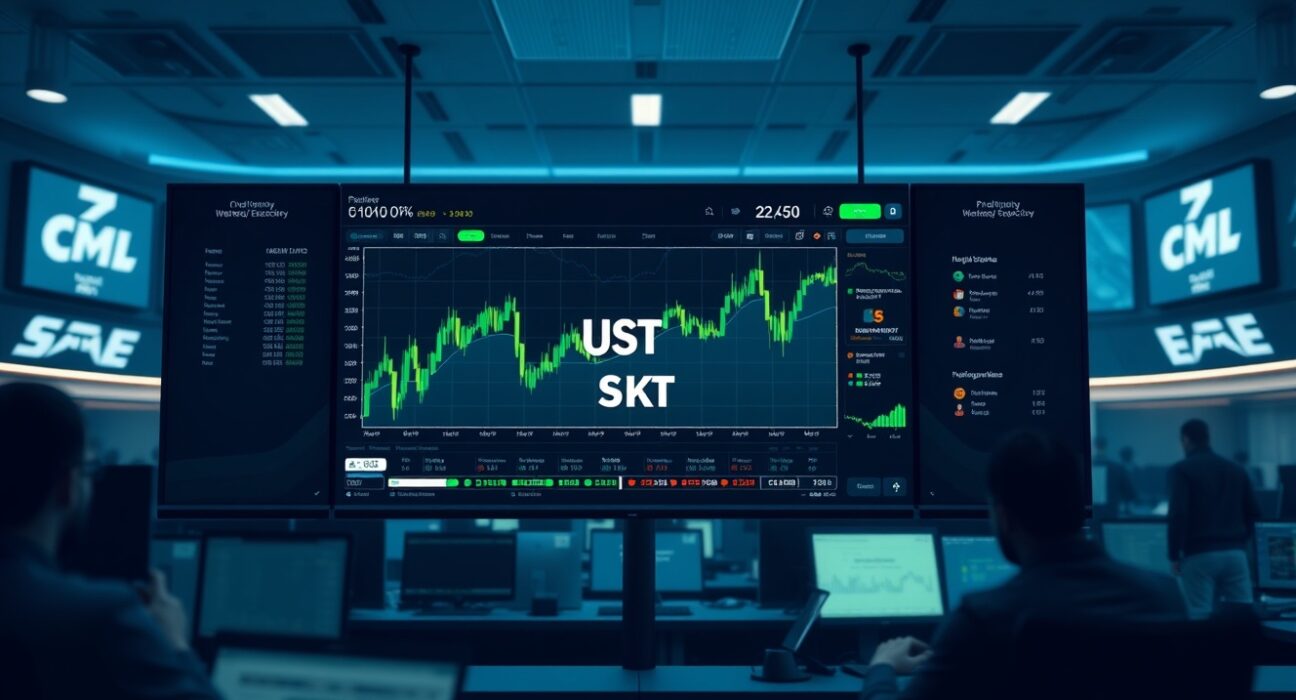 Binance USDT/KZT spot trading pair displayed on a professional trading dashboard