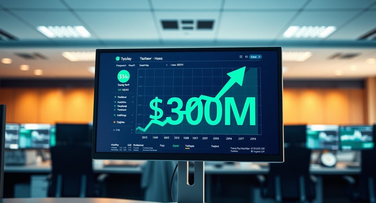 Financial dashboard showing $302M USDT net inflow on Binance exchange.