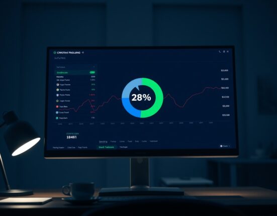 Cryptocurrency trading screen showing a pie chart with 28% stablecoin allocation on Binance