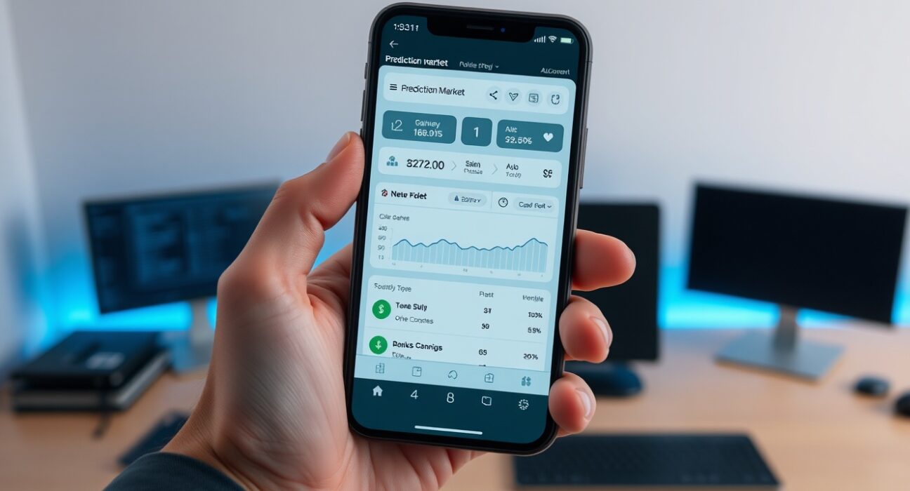 Binance Wallet prediction market service interface on smartphone showing decentralized betting platform