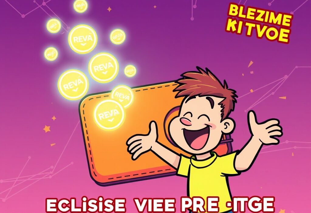 Cartoon illustration of a user engaging with the Binance Wallet REVA pre-TGE event, highlighting an exclusive token opportunity.