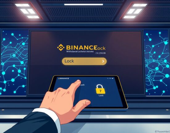 Binance withdrawal lock feature interface showing a user activating a 7-day security block to prevent cryptocurrency hacking.