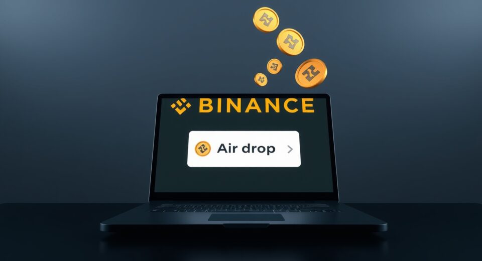 Binance platform interface with WLFI token airdrop notification