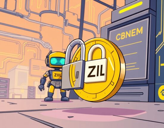 Illustration showing a temporary Zilliqa ZIL suspension on Binance for a critical network upgrade, ensuring seamless platform functionality.