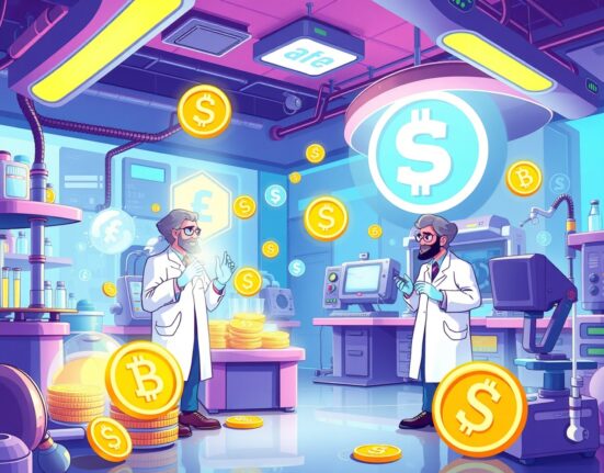 Institutional crypto adoption illustrated through biopharma research and digital currency integration