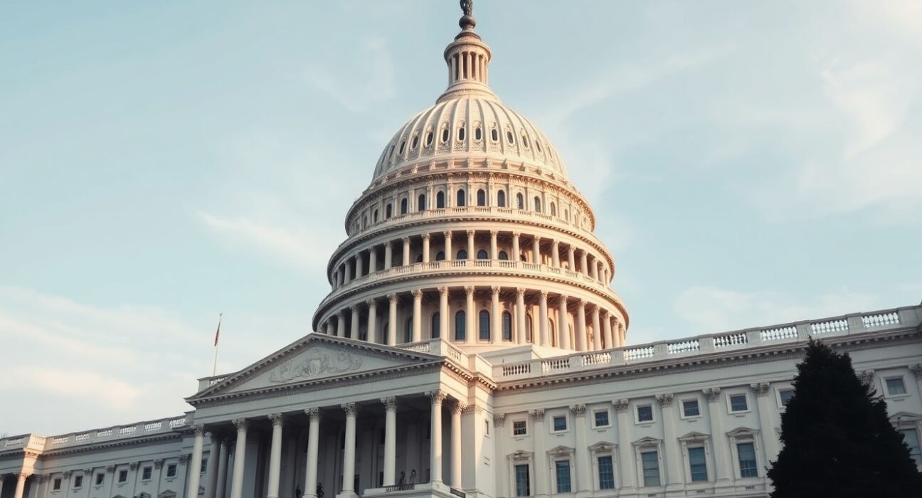 U.S. Capitol Building with clear sky, setting for Clarity Act negotiations