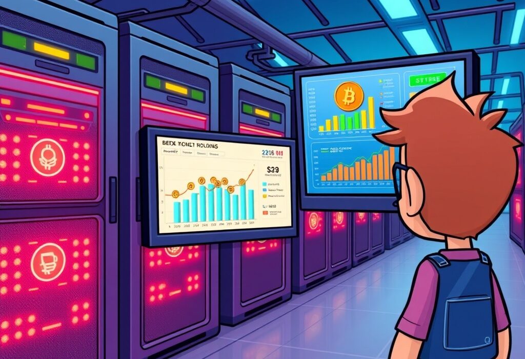A cartoon illustration depicting Bit Digital ETH holdings and the impressive growth from Ethereum staking rewards.