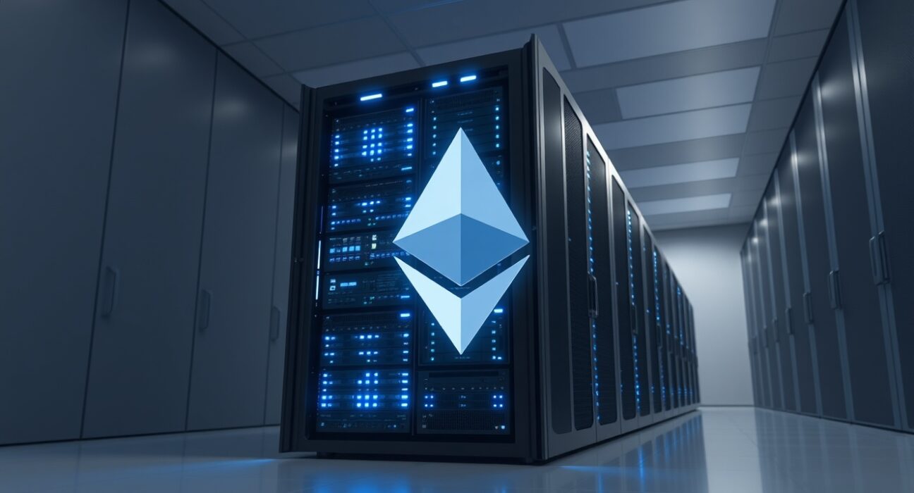 Bit Digital's significant Ethereum staking investment represented in a secure data center environment.