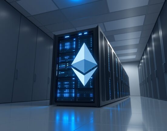 Bit Digital's significant Ethereum staking investment represented in a secure data center environment.