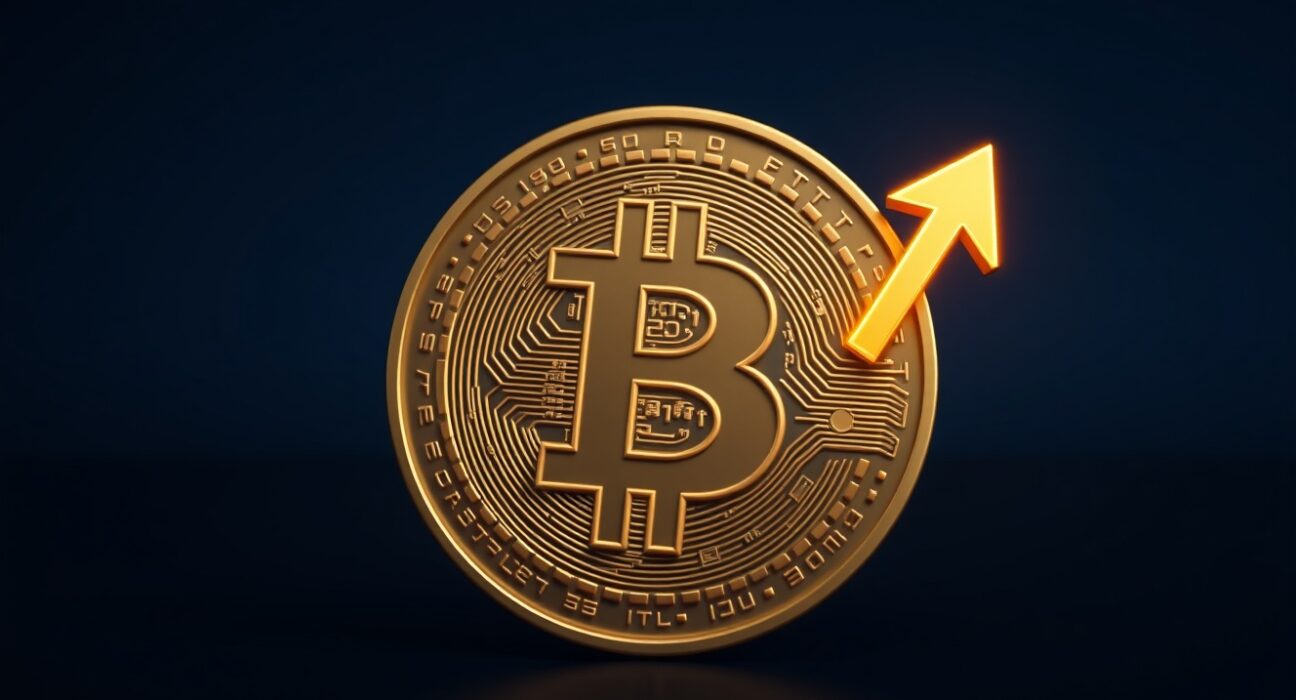 Bitcoin coin with upward arrow symbol representing STRC buying pressure and $80K price target