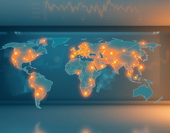 Global map illustrating the expansion of Bitcoin accessibility across multiple countries, representing the River Financial report findings.