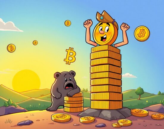 Strategic Bitcoin accumulation opportunity showing investor building wealth with digital gold coins