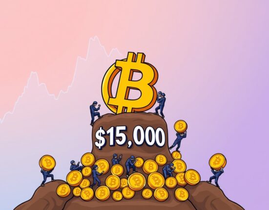 A cartoon illustration showing strong Bitcoin accumulation, symbolizing unwavering investor confidence around the $117,000 price point.