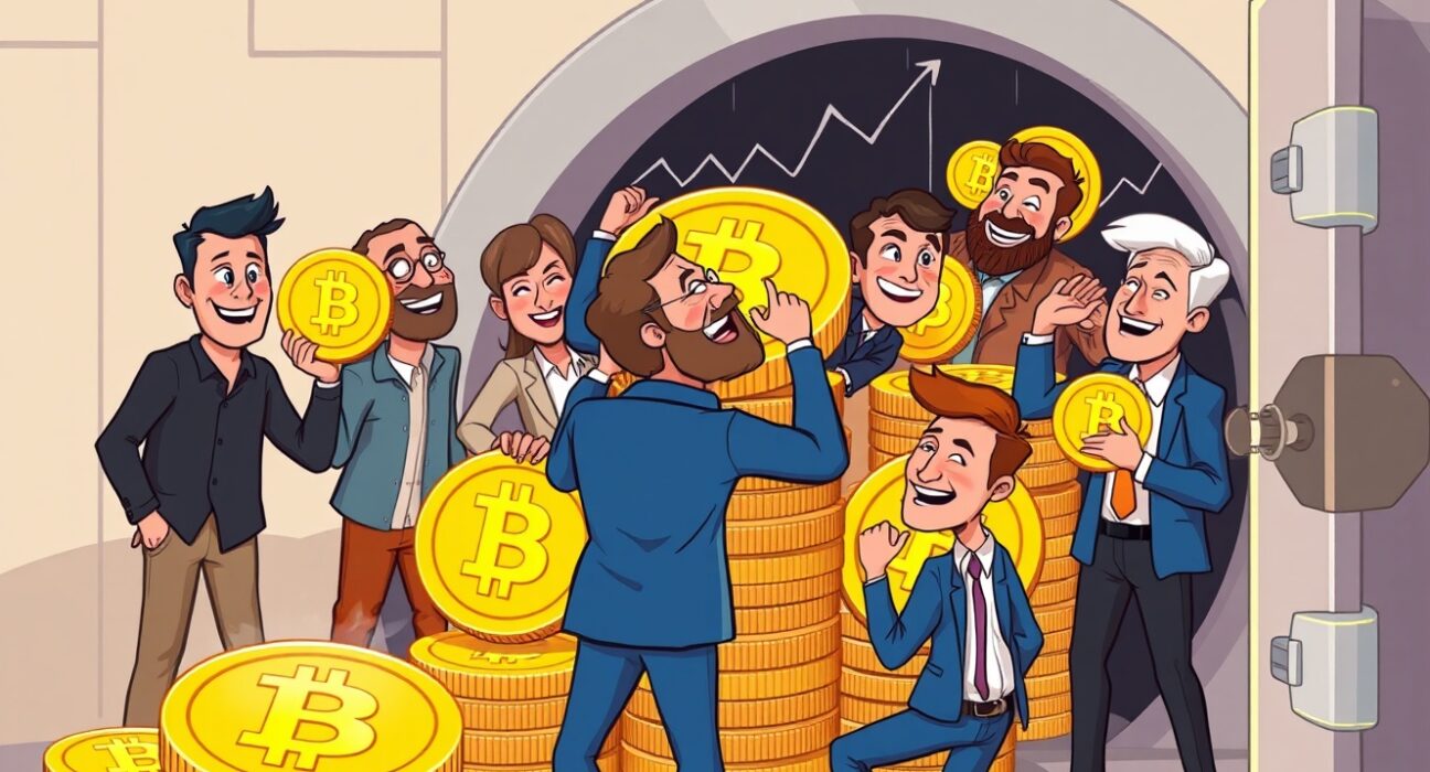 Strategic Bitcoin accumulation by determined investors building a portfolio during market volatility.