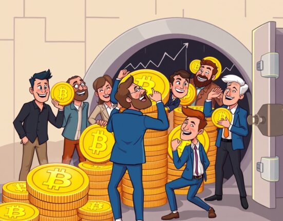 Strategic Bitcoin accumulation by determined investors building a portfolio during market volatility.