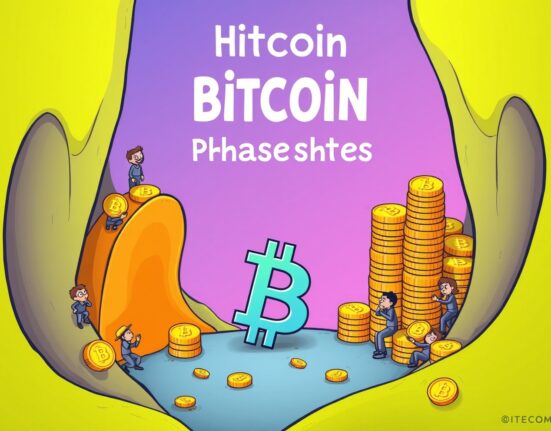 A cartoon showing diligent figures accumulating Bitcoin at a market bottom, signaling a strong Bitcoin accumulation phase.