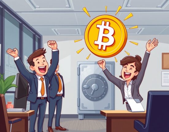 A cartoon illustration showing Goobit Group's strategic Bitcoin acquisition, symbolizing their journey towards a 210 BTC treasury.
