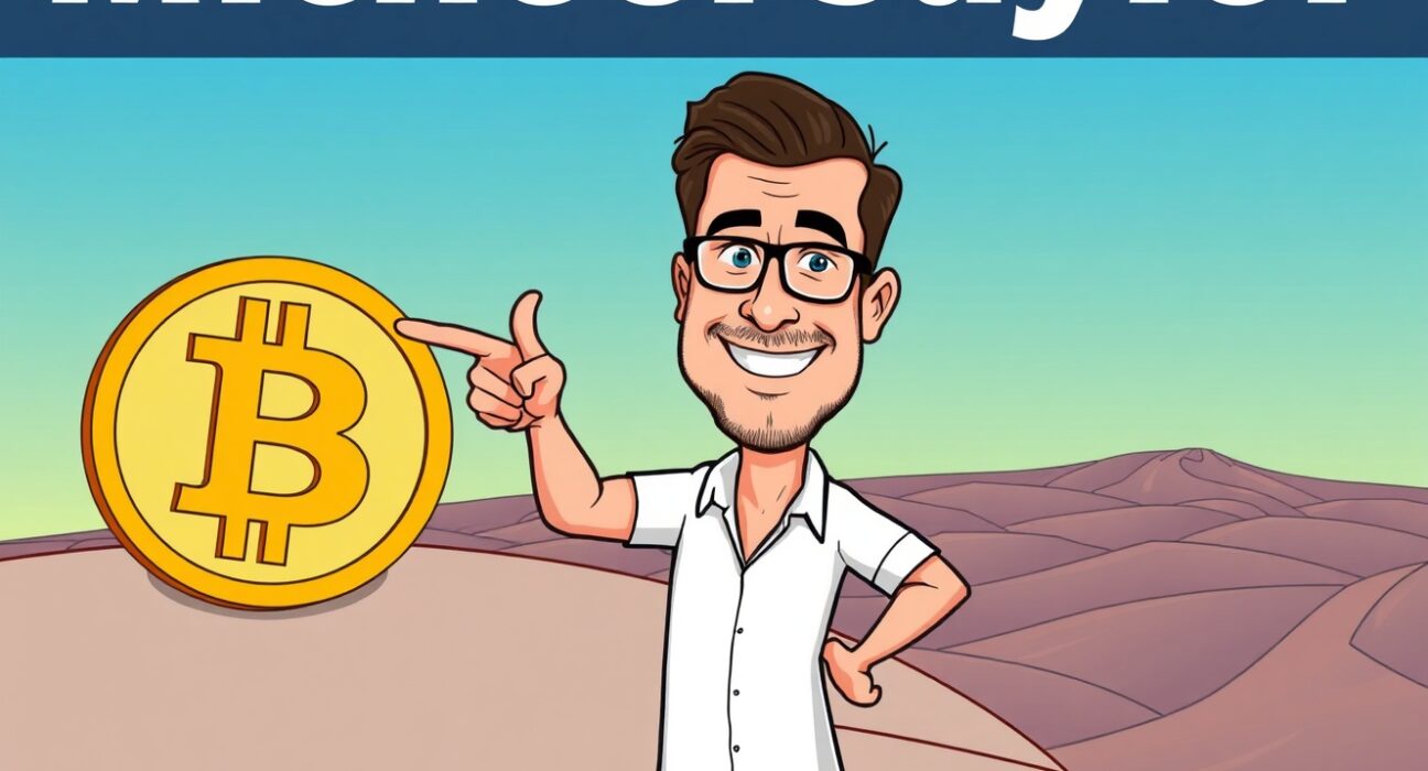 Michael Saylor illustrating Strategy's clear Bitcoin acquisition strategy, prioritizing direct purchases over M&A for long-term growth.