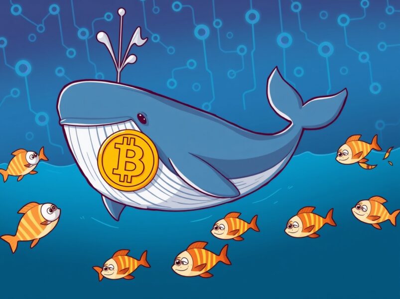 Cartoon illustrating the shift in Bitcoin active addresses from retail to institutional investors after ETF launch.