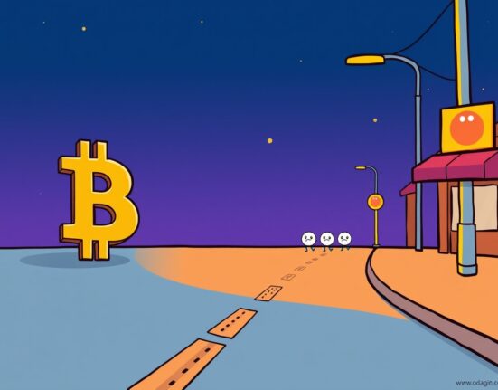 Cartoon illustrating the sharp decline in Bitcoin active addresses and quiet network activity.