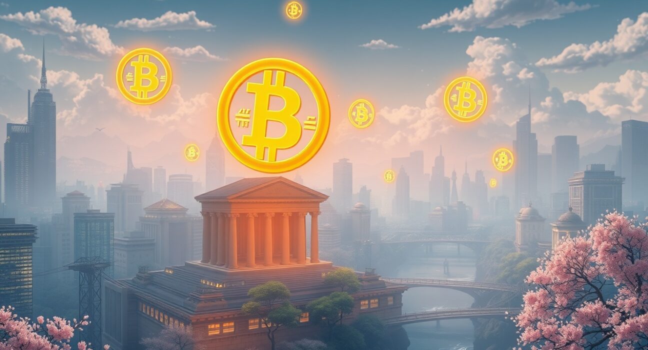 Illustration showing AI technology influencing monetary policy and Bitcoin's potential growth in 2025 markets