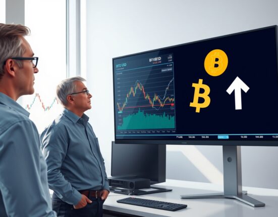 Financial analyst examines Bitcoin market data showing basis trade impact and institutional accumulation trends