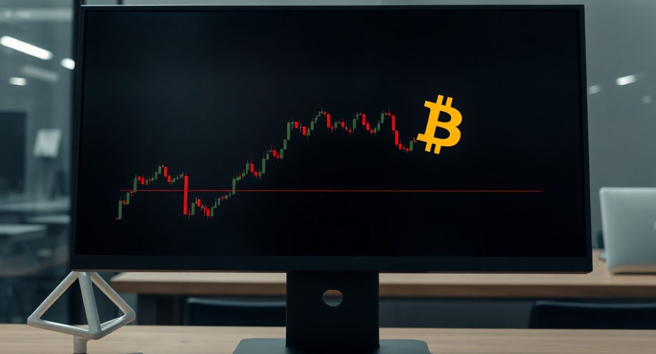 Bitcoin price chart showing a decline below $61,000 on a trading screen