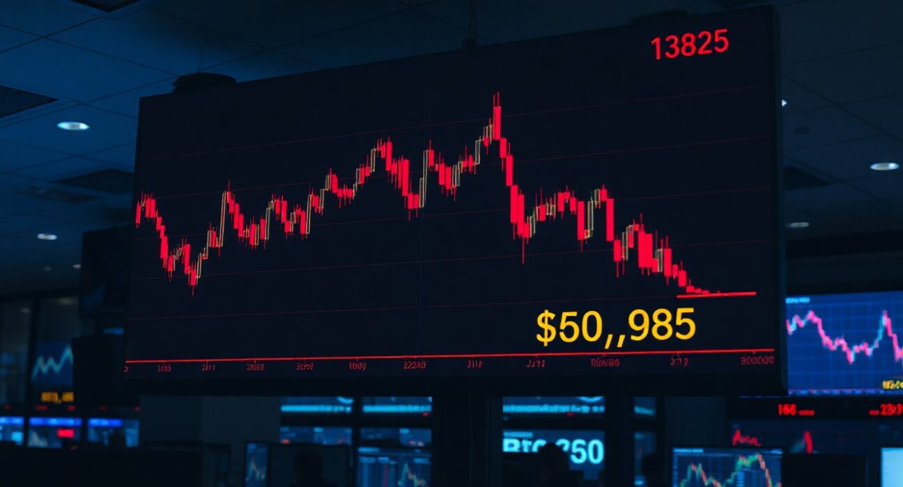 Bitcoin price chart showing a red decline below $61,000 on a trading screen