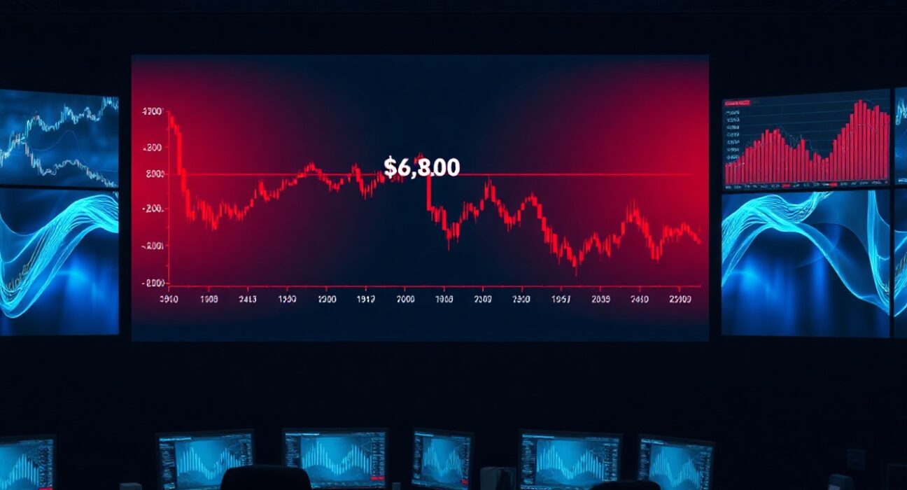 Bitcoin price chart showing a decline below $63,000 on a trading screen.