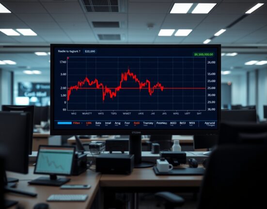 Bitcoin price chart showing a decline below $81,000 on a trading screen