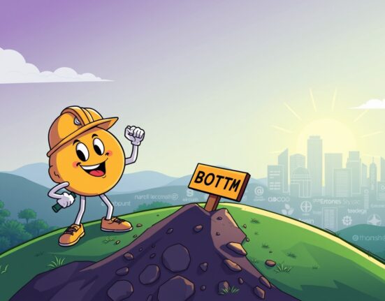 A hopeful cartoon Bitcoin character signals a market bottom has been found.