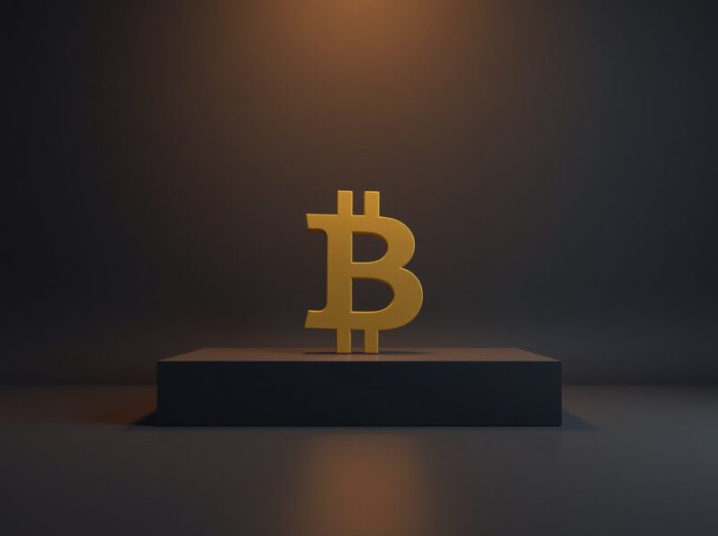 Bitcoin symbol representing market stabilization and bottoming signs amid macroeconomic uncertainty.