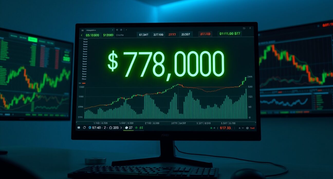 Bitcoin price displayed at $78,000 on a professional trading dashboard with charts.