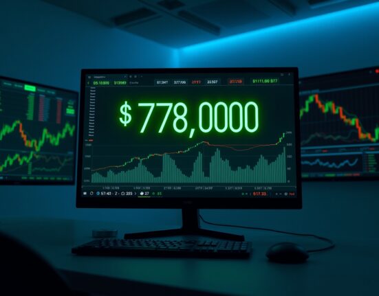 Bitcoin price displayed at $78,000 on a professional trading dashboard with charts.