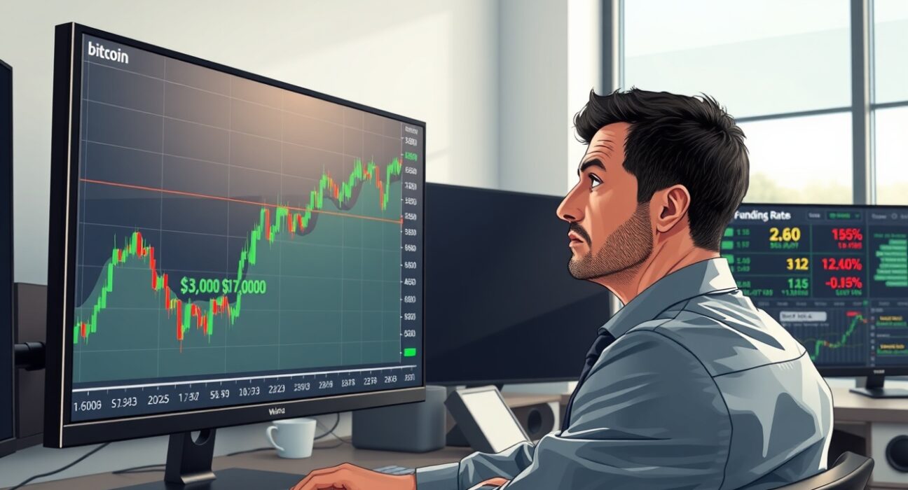 Analyst reviews Bitcoin price chart showing recovery above $70,000 amid cautious market sentiment.