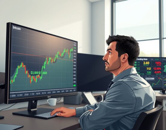 Analyst reviews Bitcoin price chart showing recovery above $70,000 amid cautious market sentiment.