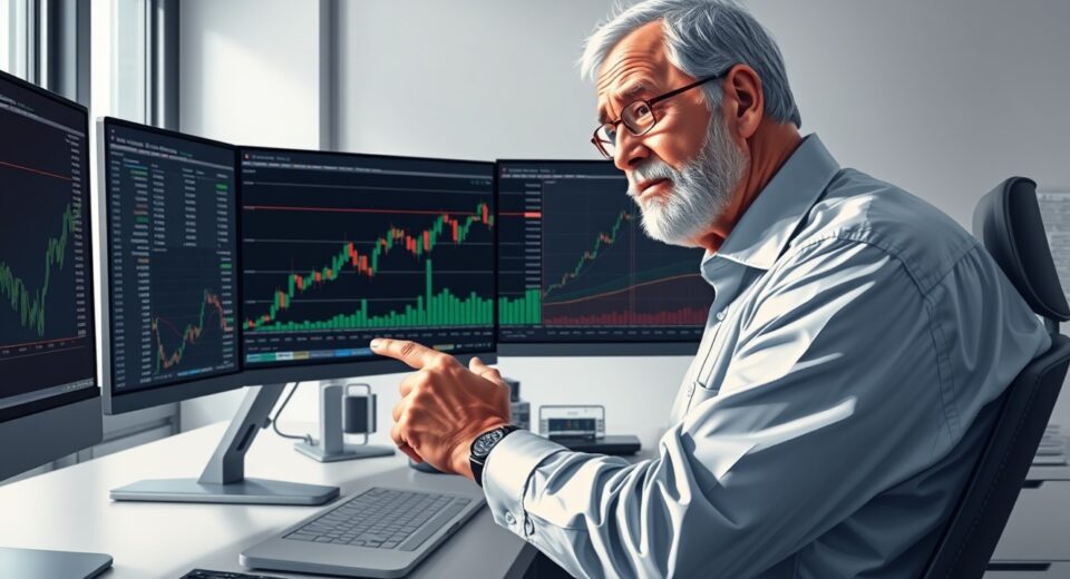 Veteran trader Peter Brandt analyzing Bitcoin price charts showing channel pattern for market volatility warning