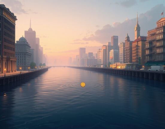 Visual metaphor for Bitcoin price divergence between US exchange Coinbase and the global market average.