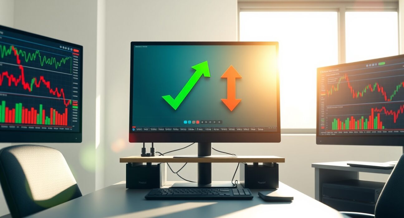 Analysis of today's top cryptocurrency gainers and losers on a professional trading desk monitor.