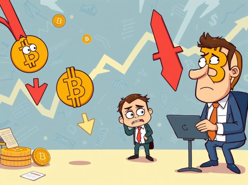 Bitcoin death cross illustration showing cryptocurrency market downturn with worried investors