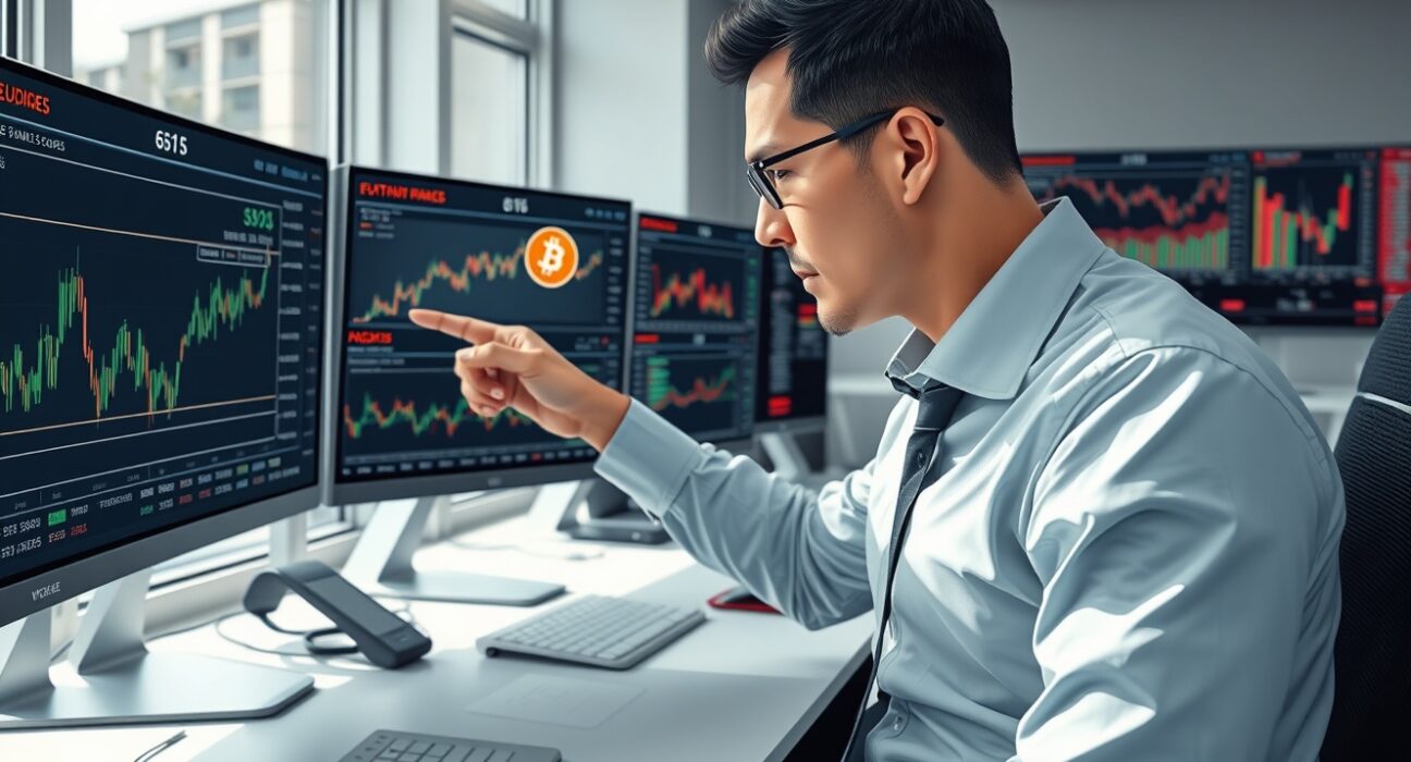 Financial analyst examining Bitcoin derivatives data showing extreme market pessimism indicators
