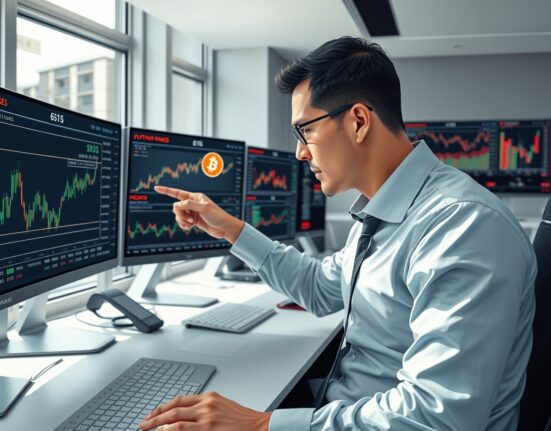 Financial analyst examining Bitcoin derivatives data showing extreme market pessimism indicators
